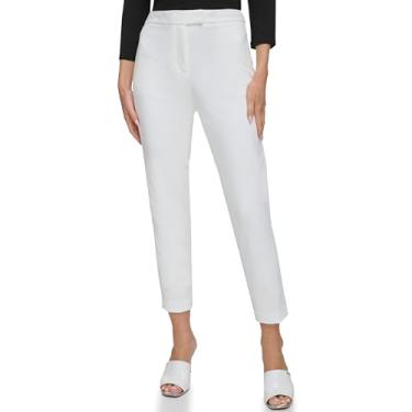 Imagem de DKNY Calça feminina elástica de perna reta, branca, Branco, 00