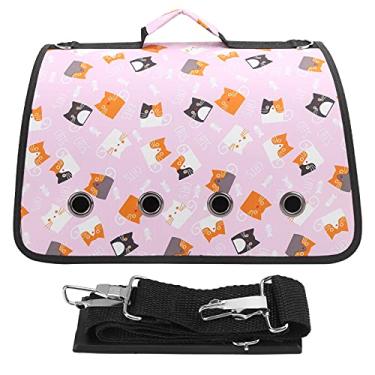 Imagem de Pssopp Pet Carrier Bag Portable Cat Carrier Bag Breathable Foldable Cat Carrier Transport Bag para cães e gatos com alça de ombro [S Pink Cat] Hard-Sided Carriers