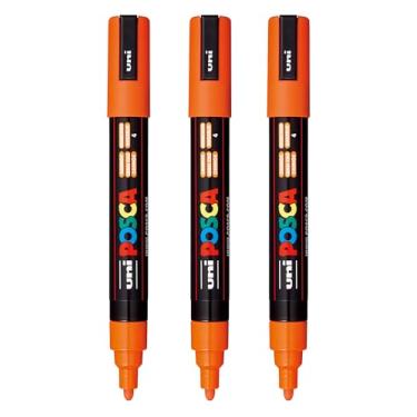 Imagem de posca Marcadores de tinta à base de água PC-5M, ponta média reversível (1,8-2,5 mm), laranja, 3 unidades