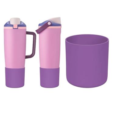 Imagem de ZXFYE Bota superior compatível com Owala 850 g 1,134 g FreeSip Sway garrafa de água e copo, antiarranhões e antiderrapante, grande capa protetora de silicone para Owalaa Sway