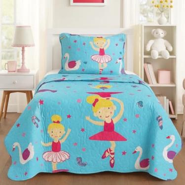 Imagem de Kit Colcha Cobre Leito Infantil Menino Menina Solteiro 2 peças (Bailarina)