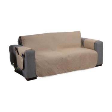 Imagem de Capa Para Sofá RetráTil 2 E 3 Lugares (1,00-2,20m) – Protetor ReclináVel Matelado Com Porta Objeto(Bege,2 Módulos (2,20m))