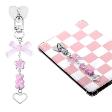 Imagem de sunla Correntes charmosas para Kindle, lindas pulseiras de telefone E-reader acessórios presente para leitores amantes de livros mulheres para Kindle/telefone/câmera/decoração de bolsa - laço rosa
