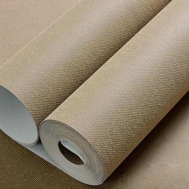 Imagem de ESSMOKO Papel de parede floco de neve listrado de grão impermeável tecido não tecido papel de parede autoadesivo marrom 53 * 950 cm