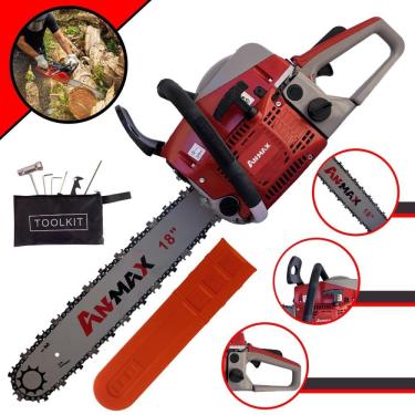 Imagem de Motosserra Anmax CS5200-B À Gasolina 2T 52cc 2,7HP de Potência Alta Rotação e Performance Sabre 18 Polegadas Ponta Rolante Corrente 32 Dentes