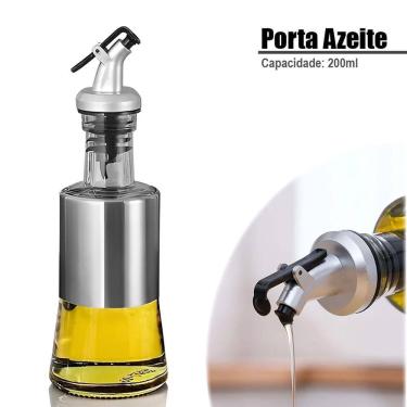 Imagem de Galheteiro Porta Azeite E Vinagre 200Ml Aço Inoxidável Vidro