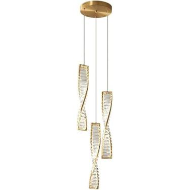 Imagem de Pequeno Mini Lustre de Cristal Luzes Pendentes Ilha Bar 3 Luzes Ouro Moderno Fazenda Pendente Iluminação Espiral Preto Mid Century Teto Luminária Pendente Para Cozinha Sala de Jantar Quarto