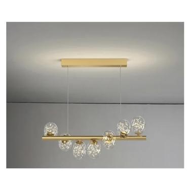 Imagem de Lustre de teto longo de bola de vidro dourado compatível com mesa de bar sala de jantar cozinha ilha luzes pendentes decoração para casa lustre luminária lustre luminária