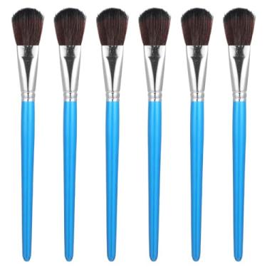Imagem de 6 pincéis de esfregão de 2,5 cm para pintura acrílica, pincéis ovais com cabo curto de madeira, ideal para aquarela, guache e arte em tela, pincel de tinta acrílica