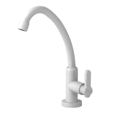 Imagem de Torneira para Cozinha de Mesa Bica Móvel Alta Berlim 1/4 de Volta Branca Durín