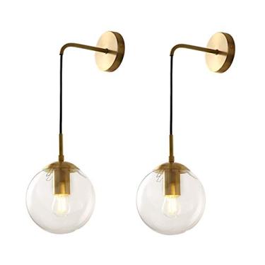 Imagem de Luminária de parede interna moderna e minimalista, luminária de parede de cobre, lustre criativo de bolhas, cabeceira de quarto, sala de estar, arandela, luminária de parede (pacote com 2)