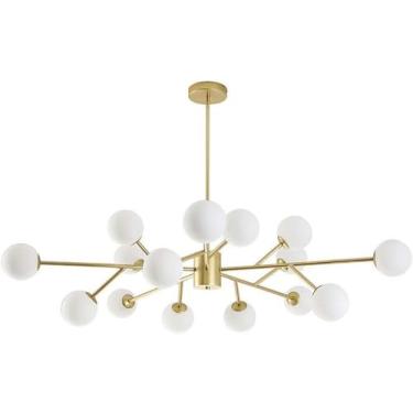 Imagem de Lustre Lustre Moderno Vidro Fosco Pendente Luz G9 Lustres Luminárias de Teto Preto e Dourado para Sala de Estar, Cozinha, Quarto, Sala de Jantar Decoração de Casa Lâmpada, Dourado 15 cabeças