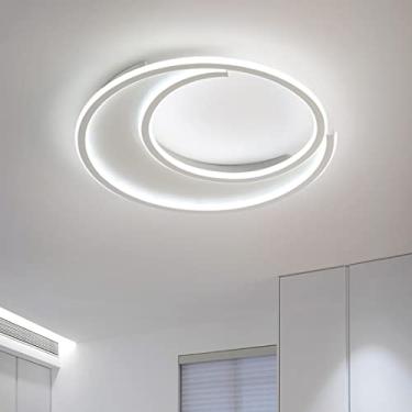Imagem de Luminária de teto LED regulável, moderna, para quarto, com controle remoto, luminária suspensa, abajur de acrílico de alumínio branco, lâmpada para sala de estar, ?50cm, design espiral criat