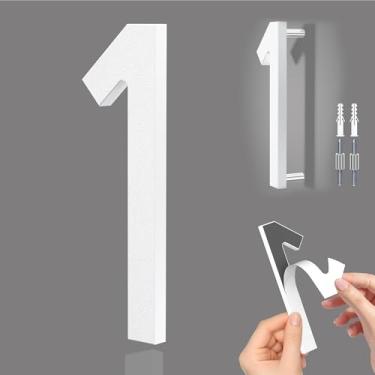 Imagem de LUCK HOUSE Números de casa branca de 15 cm para fora, grandes números de endereço residenciais, números de casa de plástico exterior moderno para porta parede rua garagem portão (1)