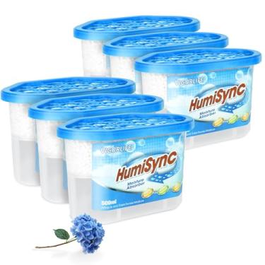 Imagem de Absorventes de Umidade Pacote com 6, 500 ml, Caixas Portáteis de Absorção de Umidade para Banheiro, Armário, Cozinha, Desumidificadores, Atrai e Retém o Excesso de Umidade, Conveniente e Eficaz, Azul