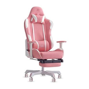 Imagem de UISLA Mesa de escritório para jogos com suporte ergonômico para lombar, escritório de couro PU estilo corrida, tarefa giratória ajustável com encosto alto com apoio para os pés