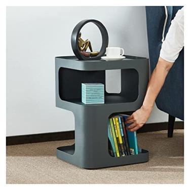 Imagem de Mesa lateral, sofá mesas laterais quadradas modernas 2 camadas metal pequena mesa de canto escritório sala de estar sofá lateral mini mesa de centro quarto mesa de cabeceira mesas de centro (cor