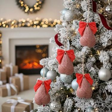 Imagem de Hungdao 4 peças, pingente de decoração de bola de Natal 3D, enfeite de ovo engraçado para decoração de árvore de Natal, decoração de festa de Natal, presente de elefante branco para amigos, família e