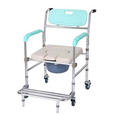 Imagem de Cadeira de vaso sanitário com roda pequena silenciosa assento de vaso sanitário móvel impermeável cadeira de rodas automática cabeceira cômoda