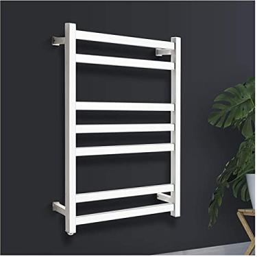 Imagem de Toalheiro elétrico aquecido, aquecedor de toalhas de aço inoxidável, suporte de secagem elétrico de 7 energias, aquecedor de toalhas de banho, secador de roupas (branco)