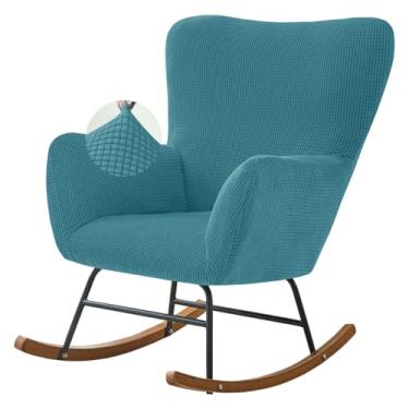 Imagem de Levoberg Capa de cadeira de balanço elástica para berçário, capa para cadeira de balanço de jacquard, capa de poltrona reclinável para berçário, sala de estar, quarto, escritório, turquesa
