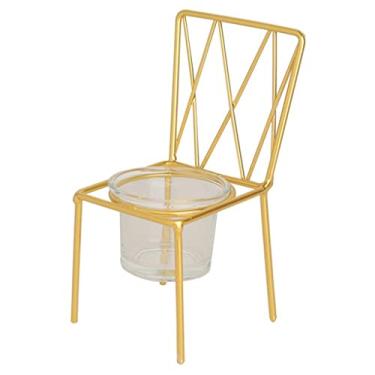 Imagem de Castiçal de cadeira para decoração de festa de casa castiçal de mesa de jantar de casamento decoração de casa (Argento 6 * 15 cm + 7,5 * 15 cm)