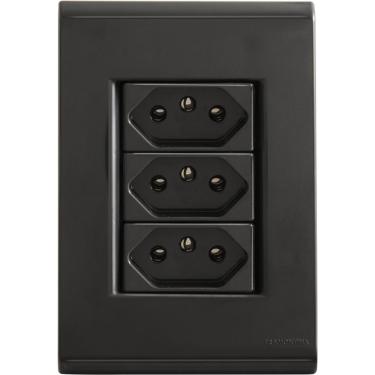 Imagem de Conjunto 4x2 com 3 Tomadas 2P T 10 A 250 V Tramontina Liz Grafite