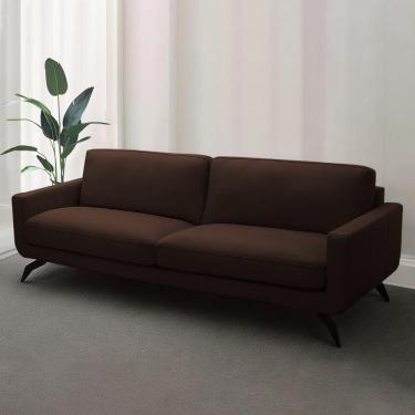 Imagem de Sofá Thalia 3 Lugares Sala de estar 240cm Couro Marrom Chocolate