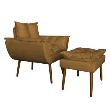 Imagem de Kit Poltrona Decorativa Recepção Manicure com Puff Para Quarto Penteadeira Closet Quarto (Mostarda)