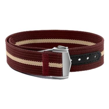 Imagem de ULLCHRO Pulseira de relógio de nylon de 20 mm e 22 mm de substituição de passagem única NATO, respirável, militar, para homens, pulseiras elásticas macias, vermelho e bege, 20mm