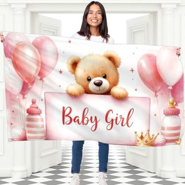 Imagem de Banner Baby Girl - Faixa It's a Girl 1,5 x 0,9 m - Decorações Welcome Sweet Baby Girl para chá de bebê ou festa de revelação de gênero