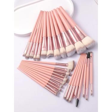 Imagem de Conjunto de pincéis de maquiagem 30 peças profissionais corretivos de pincel de pó, sombras, delineador, contorno de sobrancelha, pincéis de mistura de olhos (Rosa))