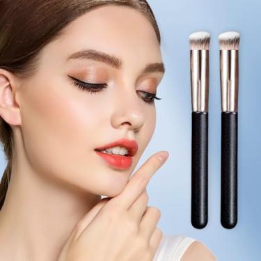 Imagem de 2 pincéis de maquiagem Kabuki para base líquida, contorno e corretivo, pincel de rosto denso para esculpir e acabamento impecável