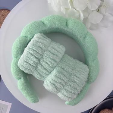 Imagem de Conjunto de 3 faixas de cabeça de pelúcia macia para spa para lavagem do rosto e remoção de maquiagem, acessórios de cuidados com a pele para mulheres, meninas, maquiagem inchada, faixa de cabelo e
