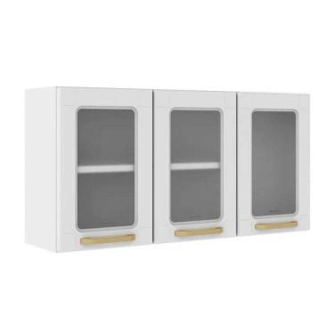 Imagem de Módulo Cozinha Bertolini Colors Armário 6010 C- 3 Portas C- Vidro 105cm Branco-bertolini