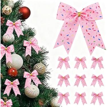 Imagem de Hillsuren 24 peças de laços de Natal doces para árvore de Natal 15 cm laços de fita de doces para guirlanda de embrulho de presente de Natal, guirlanda de casamento, férias, decoração de artesanato