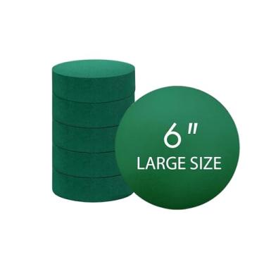 Imagem de FLOFARE Pacote de 6 espuma floral redonda cada (15 x 3,8 cm) Espuma macia e inodora para suprimentos de arranjo de flores, artesanato, casamento, aniversários e ocasiões