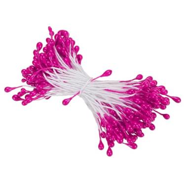Imagem de Estame de flor de cabeça dupla de 3 mm, pistilo fosco pérola, estame, floral, 150 peças para decoração de casamento, rosa vermelha