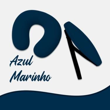 Imagem de Kit Almofada de pescoço e Faixa Apoio Suporte Cabeça de Bebê Cadeirinha Carro (Azul Marinho)