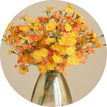 Imagem de Buquê de flores artificiais com 6 hastes para decoração de festa de casamento em casa (laranja)