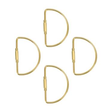 Imagem de Chaveiro de latão, pacote com 4 chaves de latão puro, clipe de trava de parafuso, porta-chaves de estilo simples para chaves de carro e escritório em casa