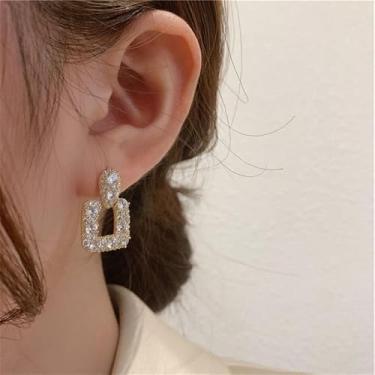 Imagem de Brincos de pressão de ouro para mulheres, grandes retangulares, geométricos, pendentes, não furados, moda grande, prata, rosa choque, Medium, Latão, Sem pedra preciosa