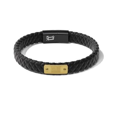 Imagem de Rowdy Parrot Pulseira de borracha tática Spartan genuína StormSilk com bandeira dos EUA de aço inoxidável e fecho magnético - Suporta emparelhamento de veteranos militares e companheiros de cães K-9