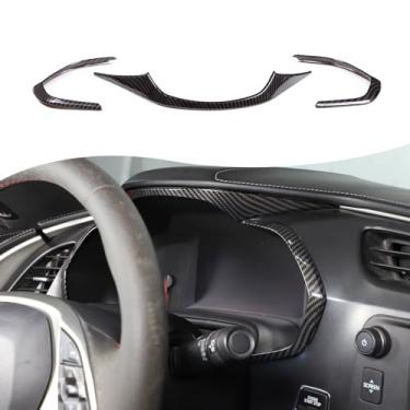 Imagem de Aotumcer Capa de acabamento de borda de painel interior, compatível com acessórios de acabamento de tampa de velocímetro eletrônico para carro Corvette C7 2014-2019, 3 peças (preto)