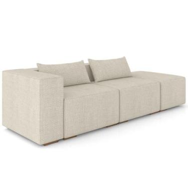 Imagem de Sofá 3 Lugares com Puff Para Sala Living 298cm Austin P08 Linho Itacar