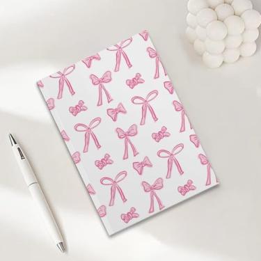 Imagem de Cadernos Coquette com laço rosa para trabalho, caderno de composição A5, caderno pautado para faculdade, agenda de viagem forrada para escrever anotações, presentes para mulheres 12