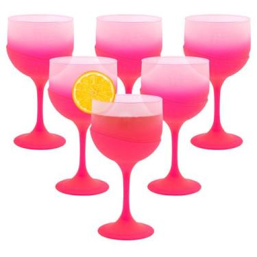 Imagem de Kit 6 Taças Neon Degradê 500ml Jogo Para Servir Gin Drinks Caipirinha 