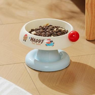 Imagem de Tigela elevada para animais de estimação, durável e fácil de limpar, perfeita para comida e água, uso interno/externo (branca)