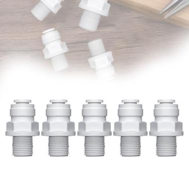 Imagem de TAYCZGQL 5 peças 1/4 NPT conexão rápida 1/10.2 cm de encaixe para conexão rápida NPT válvula macho 1/4 polegada encaixe de tubo de água com conexão push-in à prova de vazamento, fácil instalação sem
