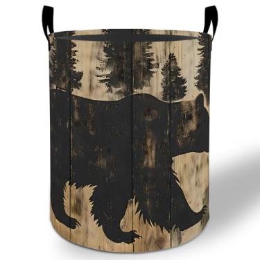 Imagem de Cesta de roupa suja rústica de urso, 50 x 40 cm, floresta dobrável, impermeável, balde de armazenamento de roupas Oxford para quarto, banheiro, quarto de bebê, organizador de brinquedos, presentes